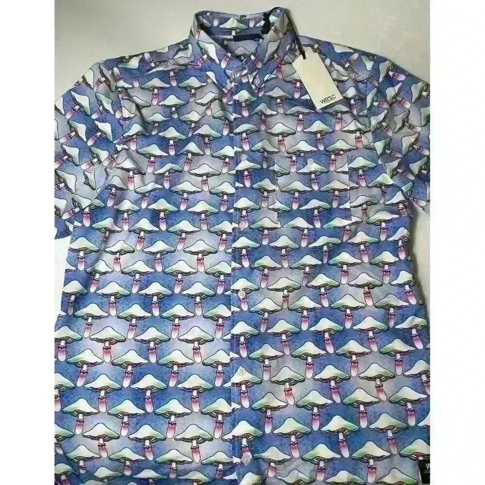 WESC Shroomspiracy Short Sleeve Button Shirt Men’s Medium - Picture 9 of 10